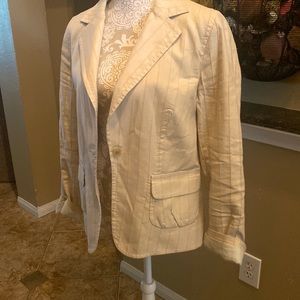Tan Blazer -linen, single button closure